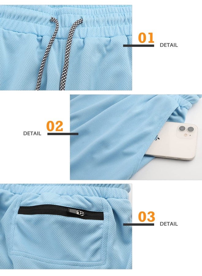 Surenow شورت رياضي رجالي من Surenow، سريع الجفاف، مناسب للتمارين الرياضية والصالات الرياضية، شورت رياضي 2 في 1، شورت خارجي رجالي بجيوب، لون أزرق طاووسي - Image 4